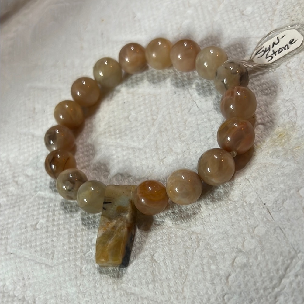 Sunstone Beaded Bracelet - Beige